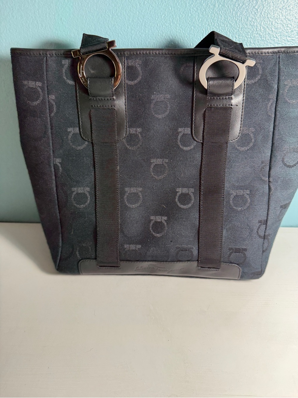Ferragamo Gancini Monogram Shoulder Bag/Tote w/Original Papers